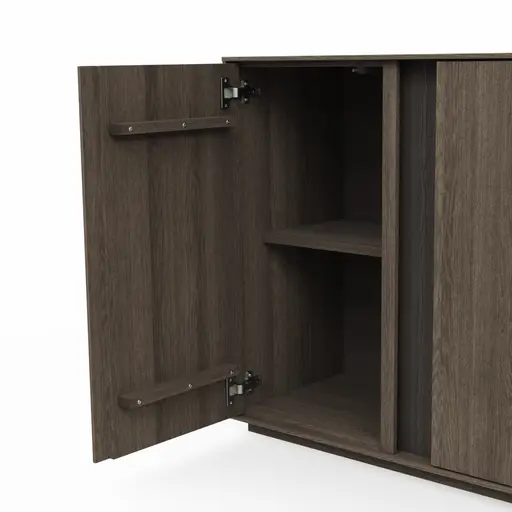 Sideboard Saratoga - mit Klapptüren, Buche massiv, silbergrau geölt