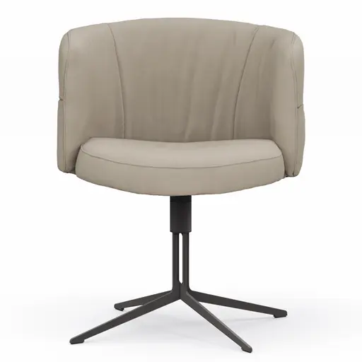 Armlehnstuhl Milana - drehbar, Leder, Offwhite