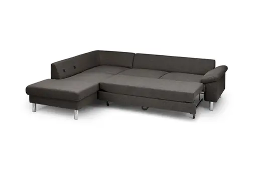 Ecksofa COOL - Ecke links mit 2,5-Sitzer, Querschläfer, Stoff, Mocca