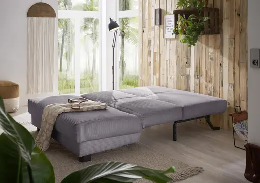 Schlafsofa EASY Optik A - 2-Sitzer ohne Armlehne, 140 cm inkl. Schlaffunktion, Cord, Dunkelgrau