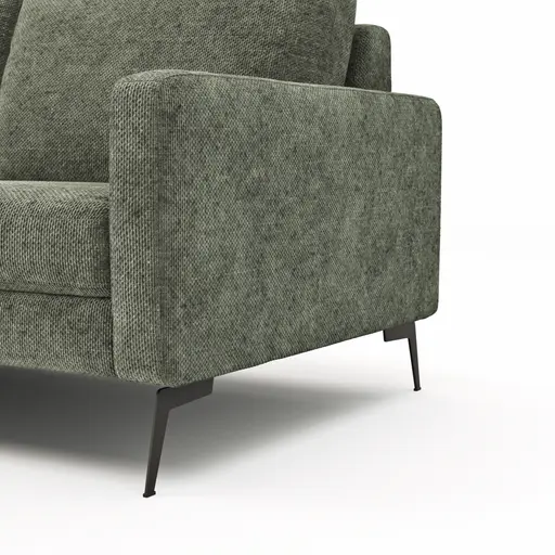 Ecksofa Enna - Longchair Links mit 3-Sitzer, Armlehne A, Stoff, Olivgrün