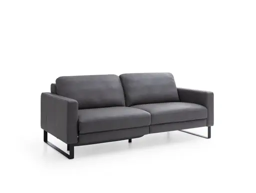 Sofa Enna - 3,5-Sitzer inklusive Relaxfunktion (motorisch) links, Leder, Grau