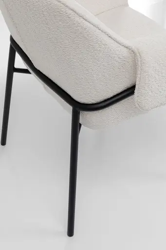 Armlehnstuhl- Stoff, Creme, Metall, Schwarz