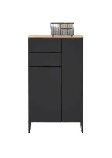 Highboard- Schwarz Matt, Eiche Dekor