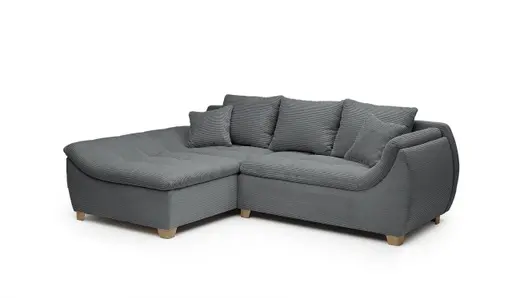 Ecksofa JAMILA - 2-Sitzer, Ecke rechts, Stoff, Anthrazit