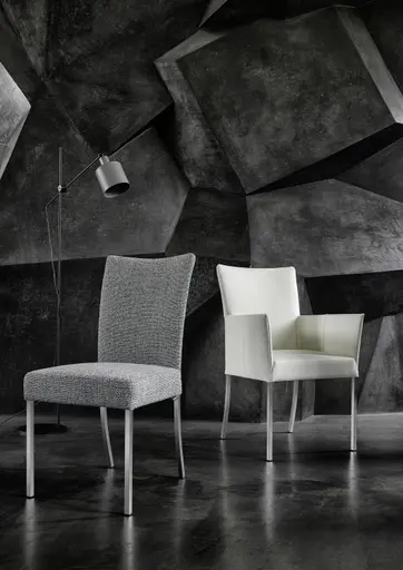 Stuhl Penthouse - Stoff, Silbergrau, 4 Fuß, Edelstahl