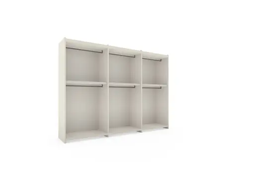 Schiebetuerenschrank Loretto - B ca. 304 cm, Lack, Hellgrau, Spiegel