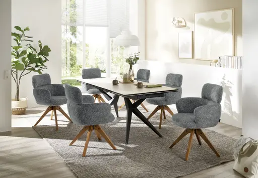 Esstisch MICHELA - ausziehbar, LB ca. 180x95 cm, Glaskeramik, Travertin farbig