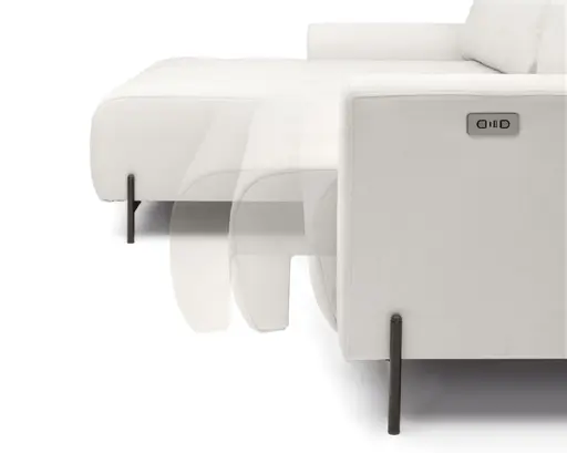 Ecksofa - Longchair links mit 2-Sitzer, Sitztiefe verstellbar motorisch, Stoff, Sand