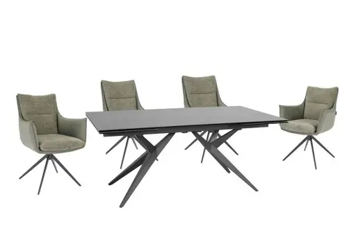 Esstisch MICHELA - ausziehbar, LB ca. 95x180 cm, Keramik, Dunkelgrau