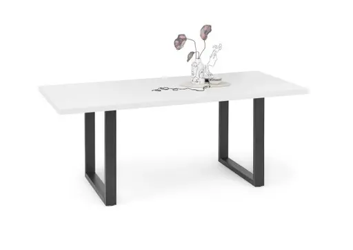 Esstisch - LB ca. 180x90 cm, Weiß, Schwarz