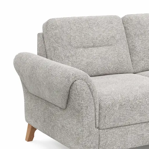Ecksofa Almyra - 2,5-Sitzer mit Ottomane rechts, Stoff, Silbergrau