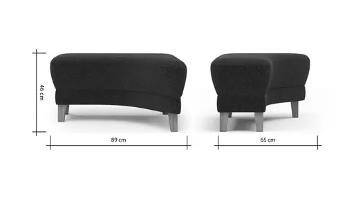 Hocker Stamford - gebogen, Rechts, LB ca. 89x65 cm, Stoff, Dunkelblau