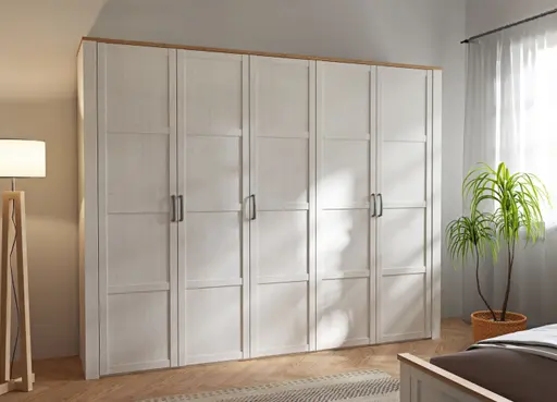 Drehtürenschrank FELLIAN- B ca. 264 cm, Weiß, Eiche Dekor