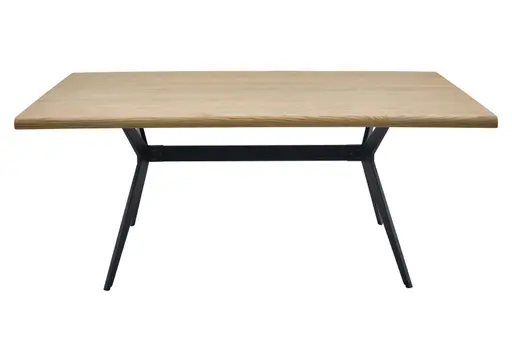 Esstisch - LB ca. 180x100 cm, Eiche furniert, abgerundete Kante, Schwarz