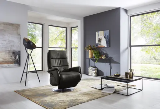 Fernsehsessel EM Pirna-Plus - Relaxfunktion motorisch, Leder, Anthrazit