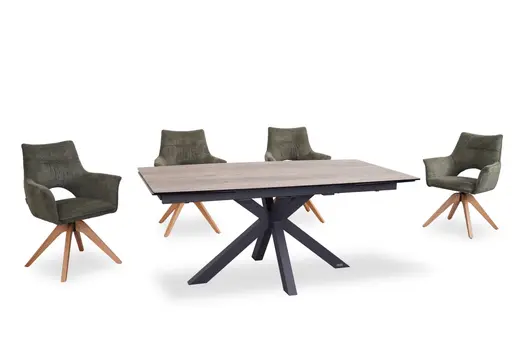 Esstisch MELANIA - ausziehbar, LB ca. 180x95 cm, Glaskeramik, Braun