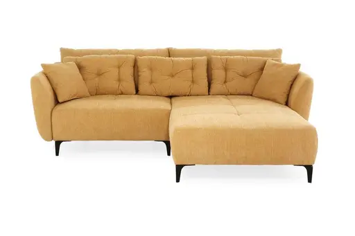 Ecksofa JANEK - 2,5-Sitzer, Ecke rechts, Stoff, Senfgelb