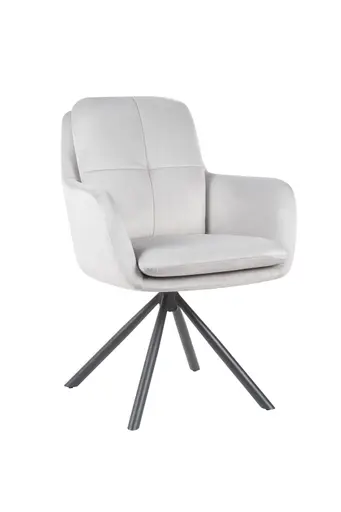 Armlehnstuhl - drehbar, Samtvelour, Hellgrau