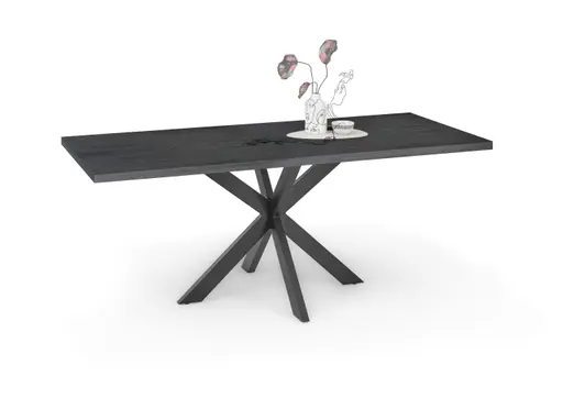 Esstisch - LB ca. 200x100 cm, Schwarzstahl, Schwarz