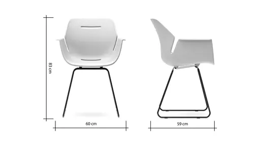 Armlehnstuhl Tooon - Kunststoffschale, Weiß, Kufe, Schwarz