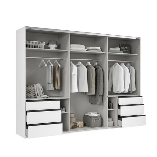 Schwebetürenschrank- B ca. 300 cm, Weiß