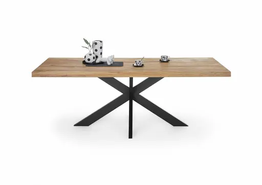 Esstisch - LB ca. 200x100 cm, Wildeiche massiv geölt, Schwarz