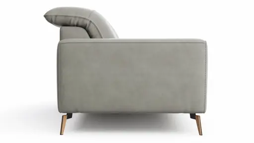 Sofa Tulsa KV - 3-Sitzer, inkl. Kopfteilverstellung, Leder, Graubeige
