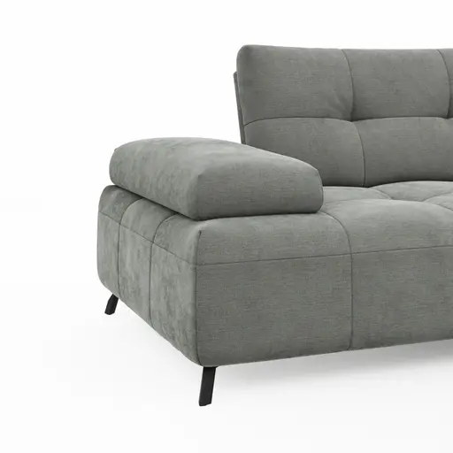 Ecksofa Comodo - 1-Sitzer, Longchair Rechts, Stoff, Hellgrau