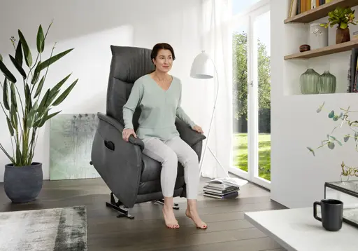 Fernsehsessel EM Düsseldorf - Relaxfunktion (3-motorisch), Leder, Brikett