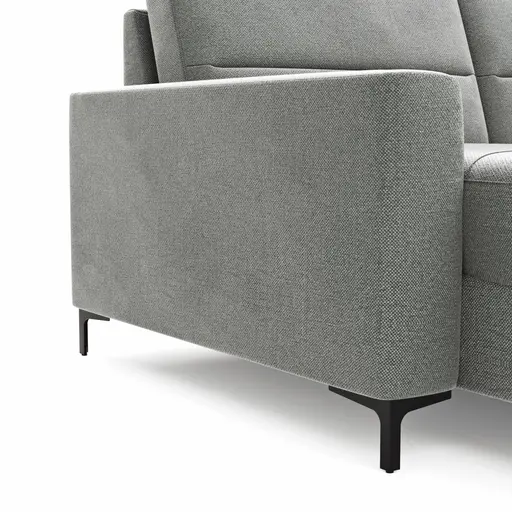 Wohnlandschaft Merlos H - Longchair links und 2,5-Sitzer mit Ecke rechts inkl. Relaxfunktion (motorisch), Stoff, Grau