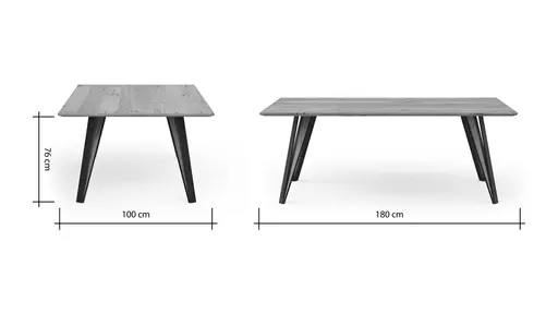 Esstisch Dinner - LB ca. 180x100 cm, Balkeneiche massiv