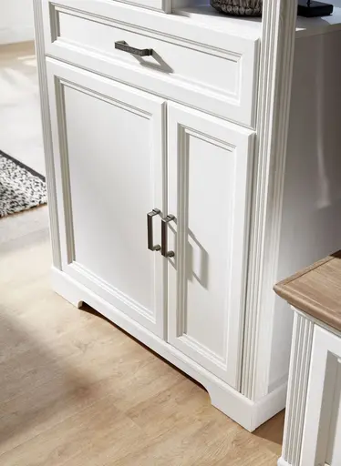 Vitrine - mit Beleuchtung, Weiß, Eiche Dekor