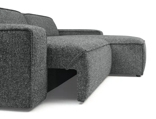 Ecksofa - 2-Sitzer mit Longchair rechts, Sitzvorzug motorisch, Stoff, Anthrazit