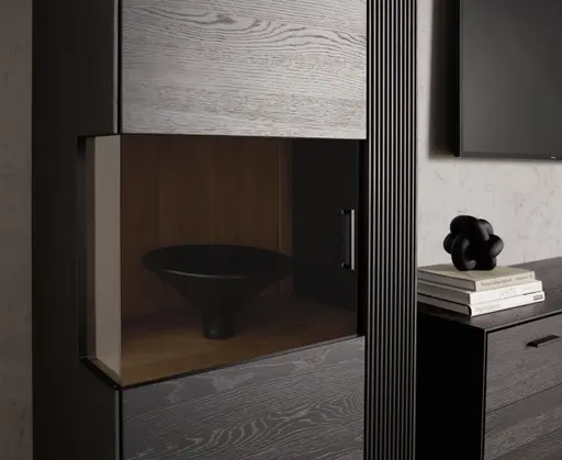 Vitrine Estana - Eiche massiv, Anthrazit