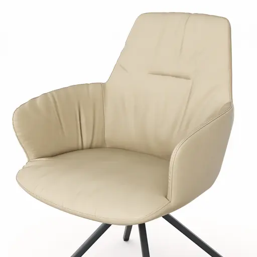 Armlehnstuhl Pegara -  Leder, Beige, Gestell Stativ