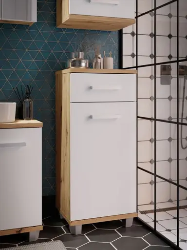 Kommode- Eiche Dekor, Hellgrau