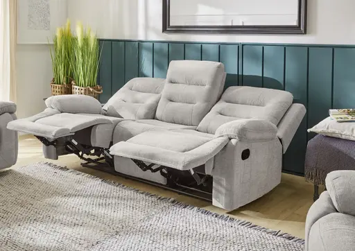 Sofa - 3-Sitzer, Relaxfunktion, Stoff, Grau
