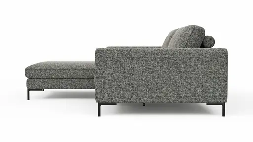 Ecksofa Solano - Longchair Links mit 1,75-Sitzer, Stoff, Dunkelgrau
