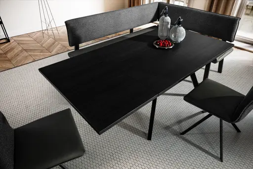 Eckbankgruppe - inkl. Tisch und 2x Stühle, Stoff, Grau