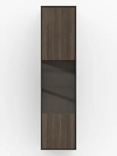 Hängevitrine Saratoga - Anschlag Links, Buche massiv, silbergrau geölt