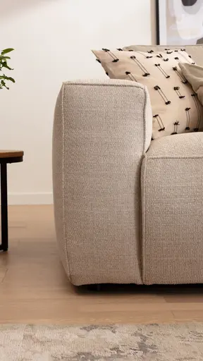 Ecksofa Lilaia - 3-Sitzer XL links, Ecke mit 1,5-Sitzer XL Tief, Stoff, Kaschmir