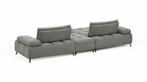 Ecksofa Comodo - Longchair Links, Stoff, Hellgrau