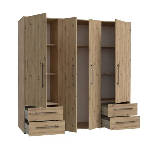 Drehtürenschrank FATHIE- B ca. 206 cm, Eiche Dekor