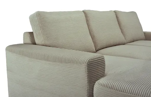 Ecksofa - 2-Sitzer, Ecke rechts inkl. Schlaffunktion und Bettkasten, Stoff, Creme