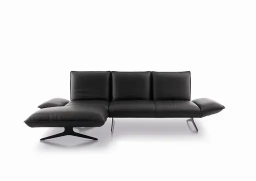 Ecksofa - Longchiar links mit 2-Sitzer, Rückenlehne/Armlehne verstellbar, Leder, Lava