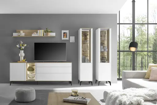 Wandboard - B ca. 150 cm, Weiß, Asteiche