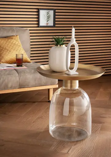 Beistelltisch - Ø/H ca. 50x50 cm, Messing Antik