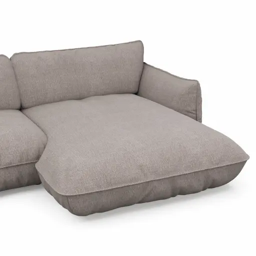 Ecksofa Fluffy - 2,5-Sitzer mit Longchair rechts inkl. Rückenlehne verstellbar, Stoff, Taupe