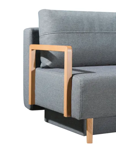 Querschläfer - Schlaffunktion mit Bettkasten, Stoff, Blaugrau